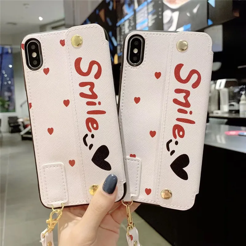 Роскошный чехол-бумажник Smile с милым узором в виде сердечек подставкой чехлы для