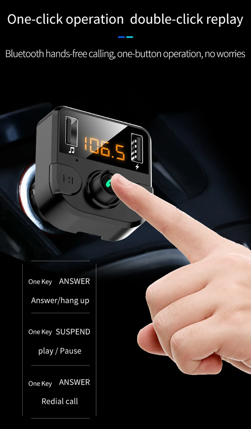Беспроводной fm-передатчик Bluetooth автомобильный комплект MP3 музыкальный плеер Bluetooth 5,0 громкой связи вызов двойной зарядное устройство usb Поддержка TF карта