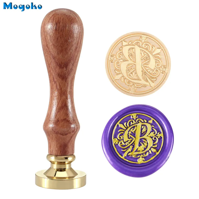 Mogoko 1x печатные восковые штампы винтажная деревянная ручка буква ириса Алфавит