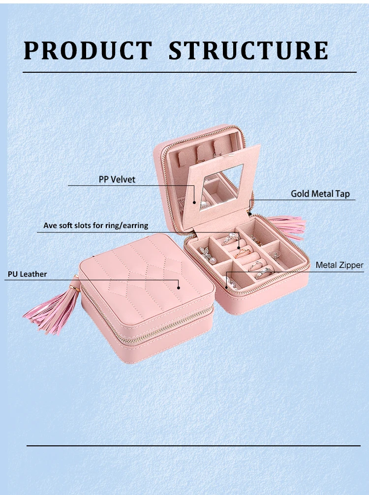 

Portable Jewelry Display Case Travel Small Pink Tray Set Trade Shows Carrying Box Packaging