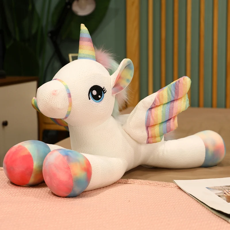 

Nice Huggable Cute Unicorn Dream Rainbow Plush Toy High Quality Pink Horse Sweet Girl Home Decor Sleeping Pillow Gift For Kids