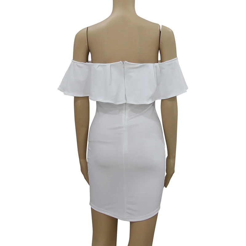 

Fashion Ladies Party Dress Sexy Strapless Backless Ruffled Dress Sheath Bodycon Off The Shoulder Dress Slim Pencil Dress Vestido