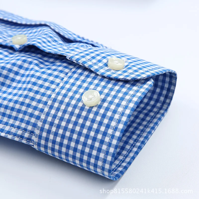 

S-4XL Elegant classic small plaid long-sleeved shirt 100% cotton comfortable 2020 autumn brand clothing men's casual slim shirt
