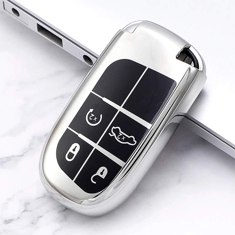 

4 Buttons TPU Car Key Case Cover Key Bag For Jeep Grand Cherokee Chrysler 300C Renegade Fiat Freemont 2018 Fob Shell Protector