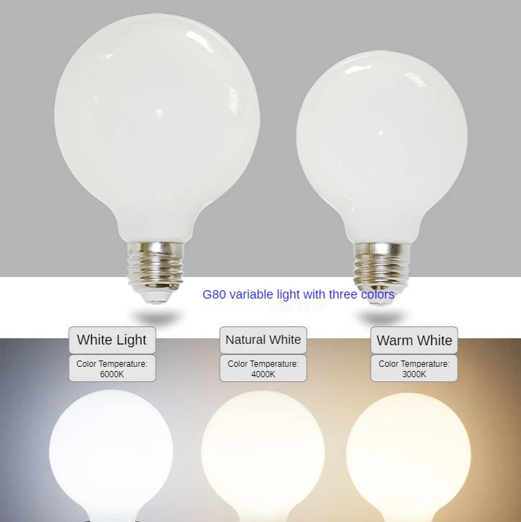 

Светодиодная лампочка G45 с молочным белым шариком дракона, лампочка G80g95, Прозрачная Круглая лампочка с регулирусветильник том в трех цветах