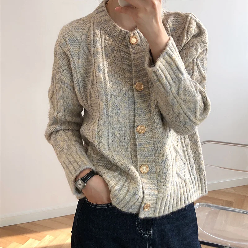 

2021 Women O Neck Cardigan Long Sleeve Sweater Autumn Winter Knitted Button Loose Oversized Jumper Casual Y119