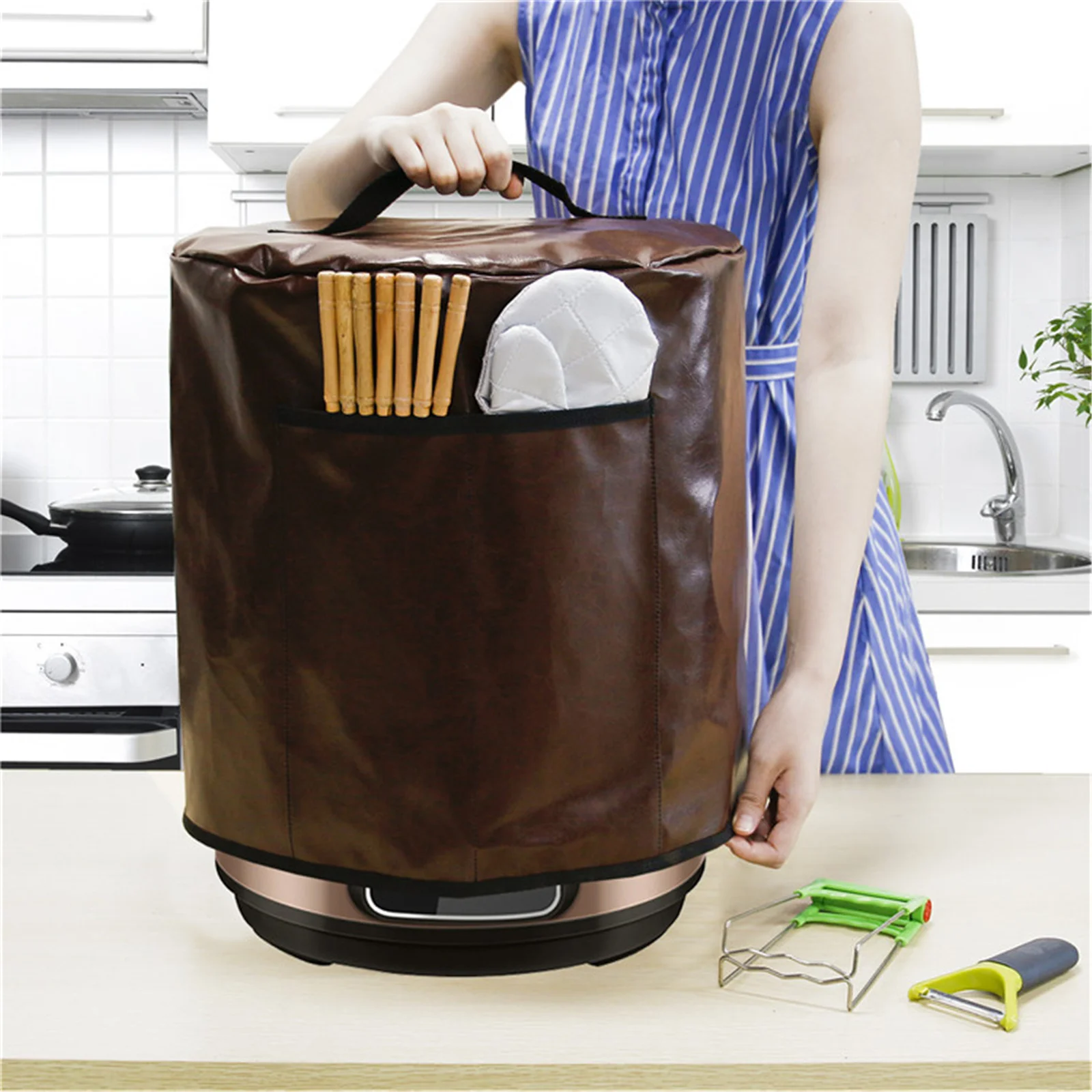

Electric Pressure Cooker Dust Cover Durable Easy to Store Clean Fits Cookware Kitchen Accessories 38x38.7cm WWO66