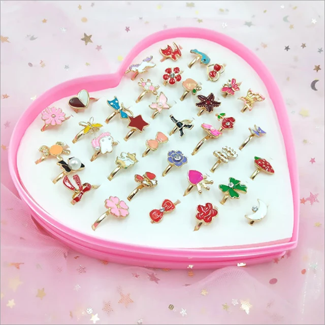 10Pcs Cute Cartoon Rings For Small Girls 3