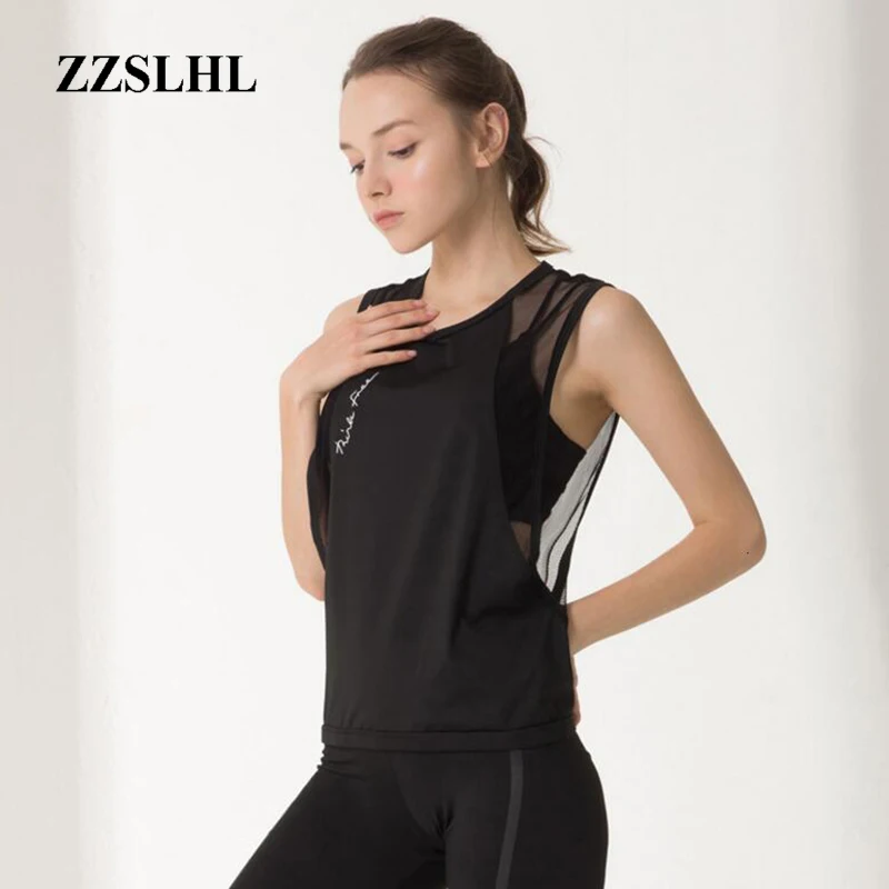 Черная сетчатая майка для йоги Прозрачная бега одежда тренировок Женская белая