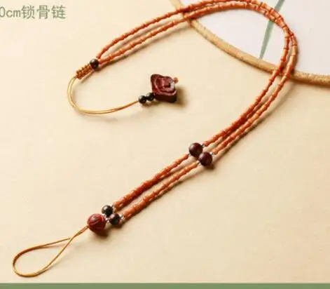 

Оливковое ядро небольшой бамбуковый ожерелье подвеска с цепочкой нефрита пчелиный воск шнурки, ожерелья с цепочкой для ношения поверх свит...