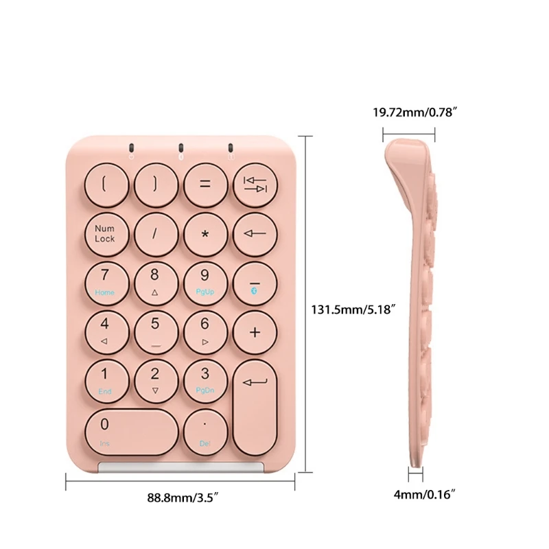 

B2EA Portable Slim Mini Number Pad 22 Key Wireless Bluetooth-compatible Numeric Keypad Keyboard for Laptop Desktop Notebook