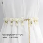 Длинный тонкий пояс 120 см, декоративный металлический пояс с жемчугом для платьев, женский элегантный пояс на талию, ремни с крючками и бусинами