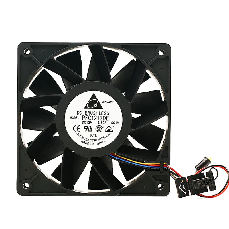 4-проводной вентилятор охлаждения сервера Delta Electronics PFC1212DE 6C1M DC 12 В 4.8A 120x120x38 мм 4-проводной вентилятор охлаждения сервера Delta Electronics PFC1212DE 6C1M DC 12 В 4.8A 120x120x38 мм