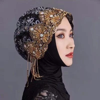 2021 fashion diamonds shawls tassel muslim women instant hijab