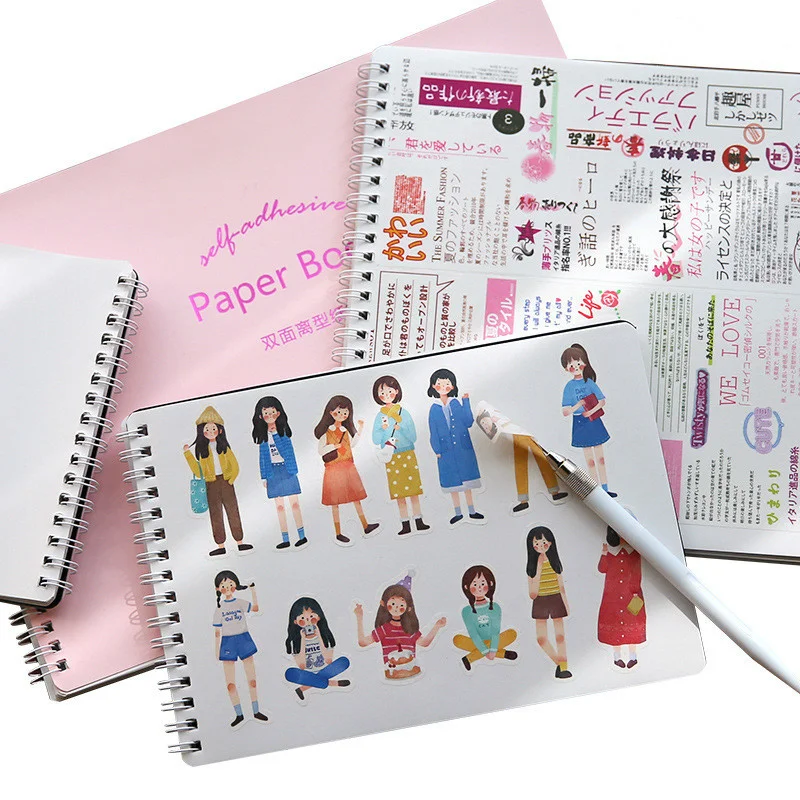 

Creative Double-Sided Handbook Release Paper A4 A5 Meat Bal Tape Storage Book Hand Book Stickers Material Schedule Book