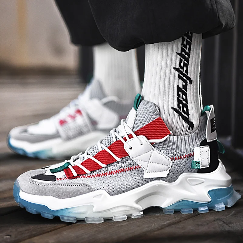 

New Trendy Running Shoes Men Couple Chunky Sneaker Women Breathable Mesh Sports Shoes Thick Sole Walking Shoes Zapatillas Hombre