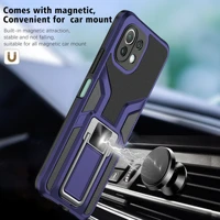rugged magnetic ring stand armor shockproof case for xiaomi mi 11 lite 5g hard pc bumper soft silicone back cover coque fundas