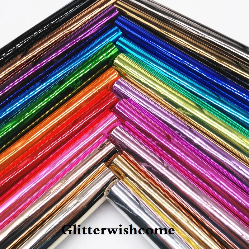 Glitterwishcome 30X134 см мини рулон гладкой лакированной зеркальной искусственной синтетической кожи ткань, GM001