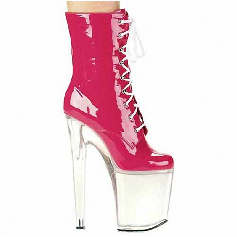 Rncksi European and American hollow cross bind belt sexy thin heel boots with 20cm high heel nightclub performance boots female