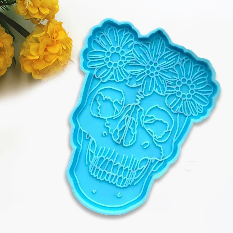 

Female Skull Coaster Epoxy Resin Mold Cup Mat Casting Silicone Mould DIY Crafts Jewelry Placement Plate Decoration Mold T84A