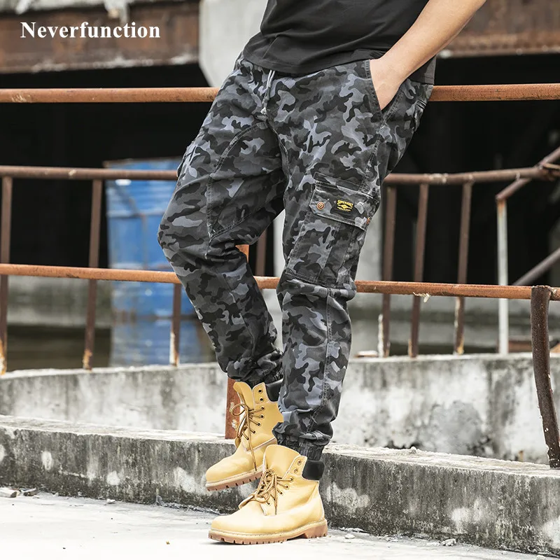 Осенние уличные мужские камуфляжные брюки карго с несколькими карманами для