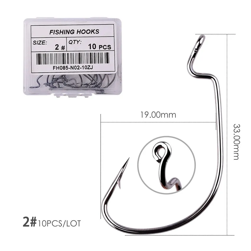 

10PCS Fishing Soft Worm Hooks High Carbon Steel Wide Super Lock Fishhooks Lure Softjerk Hooks 1#-5/0 Fishing Tackle Hooks