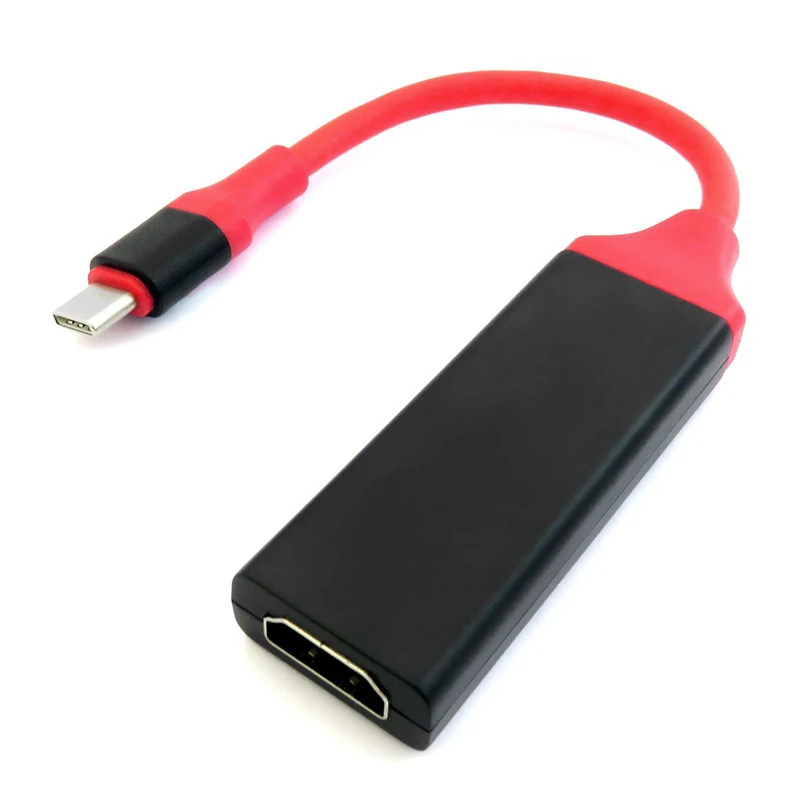 Тип C HDMI Женский hd видеокабель, адаптер 4 K конвертер для MacBook Dell samsung Galaxy S8 S9 S10 Note8 LG G5 к ТВ проектор - Цвет: Black Red