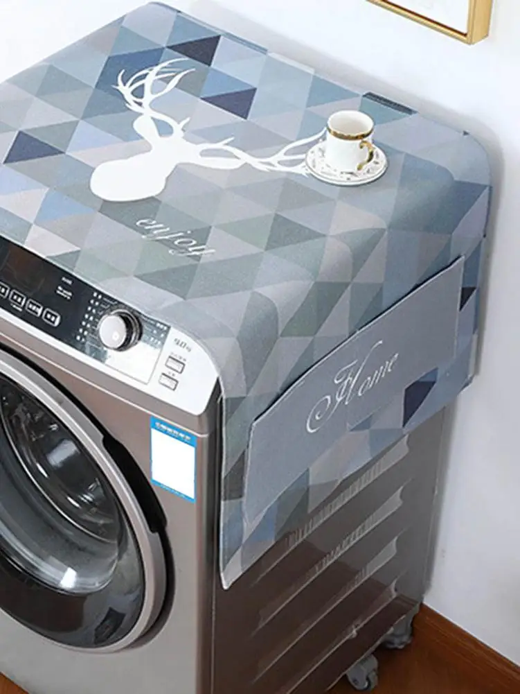 Fridge Dust Proof Cover Anti-Slip Washer Covers Universal Sunscreen Covers Washing Machine Top Cover With Refrigerator Storag