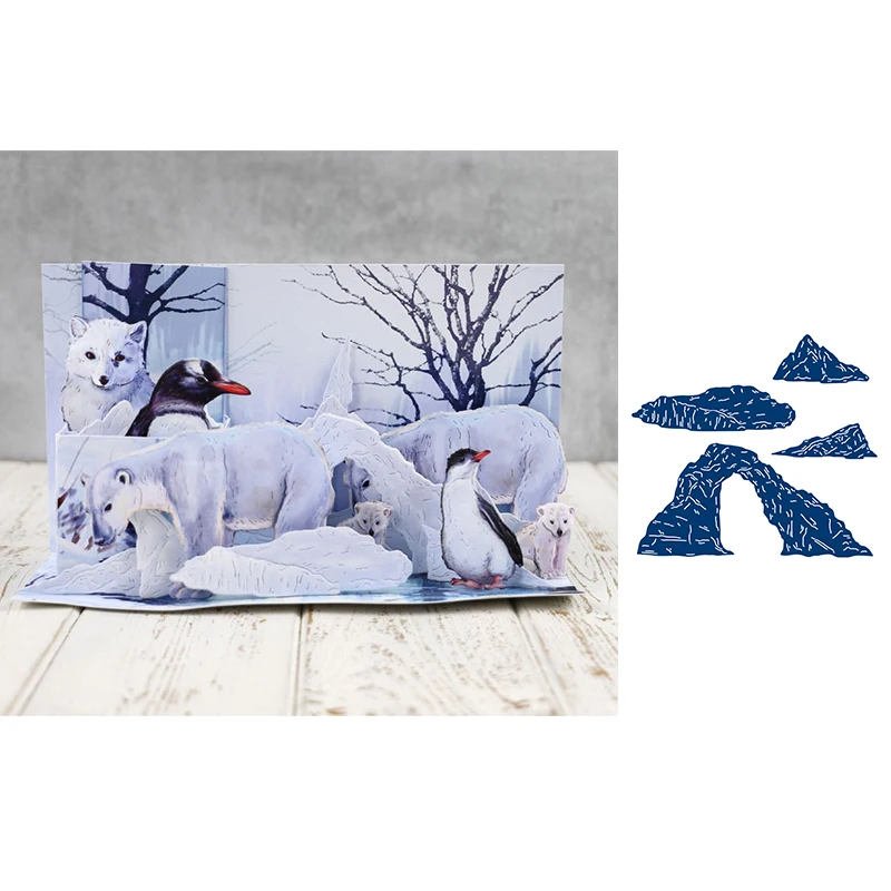 

Merry Christmas Icebergs Background Metal Cutting Die Scrapbook Embossed Card Album Craft Template Stencils New 2021 Arrive