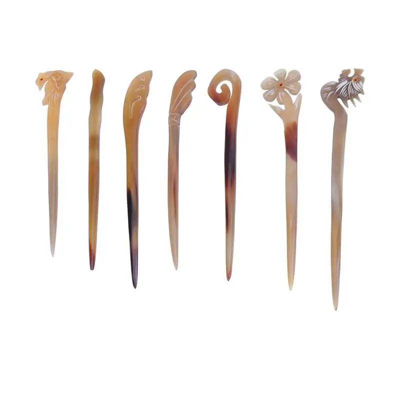 

7PCS Ox Horn Hair Stick Decorative Vintage Updo Hair Accessories Hairpin Hair Chopstick Hair Stick for Women Girls