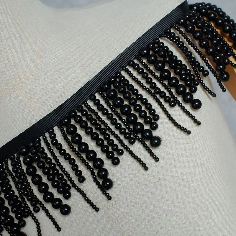 Длинная жемчужная бахрома бусины кисточки кружевная отделка одежда платье