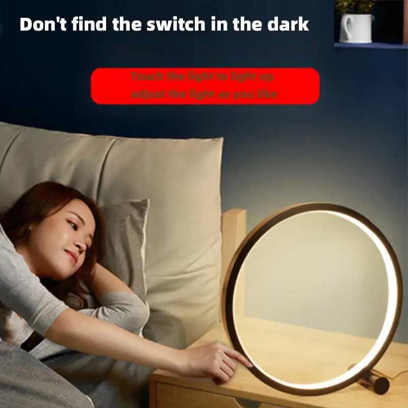 Round Table Lamp 3 Color Dimmable Night Light Touch Switch Bedside Bedroom Study Living Room LED Modern Minimalist Aluminum | Лампы и