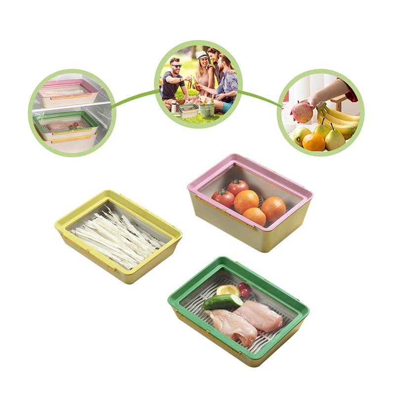 

Kitchen Food Preservation Tray Food Fresh Keeping Spacer Organizer Refrigerator Organizer BoxDrain basket Food Fresh Storage Bo