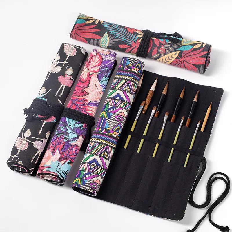 

20 Holes Roll Pencil Case School Writing Brush Pencilcase Big Cartridge Multifunctional Cosmetic Pen Bag Large Storage Pouch Kit