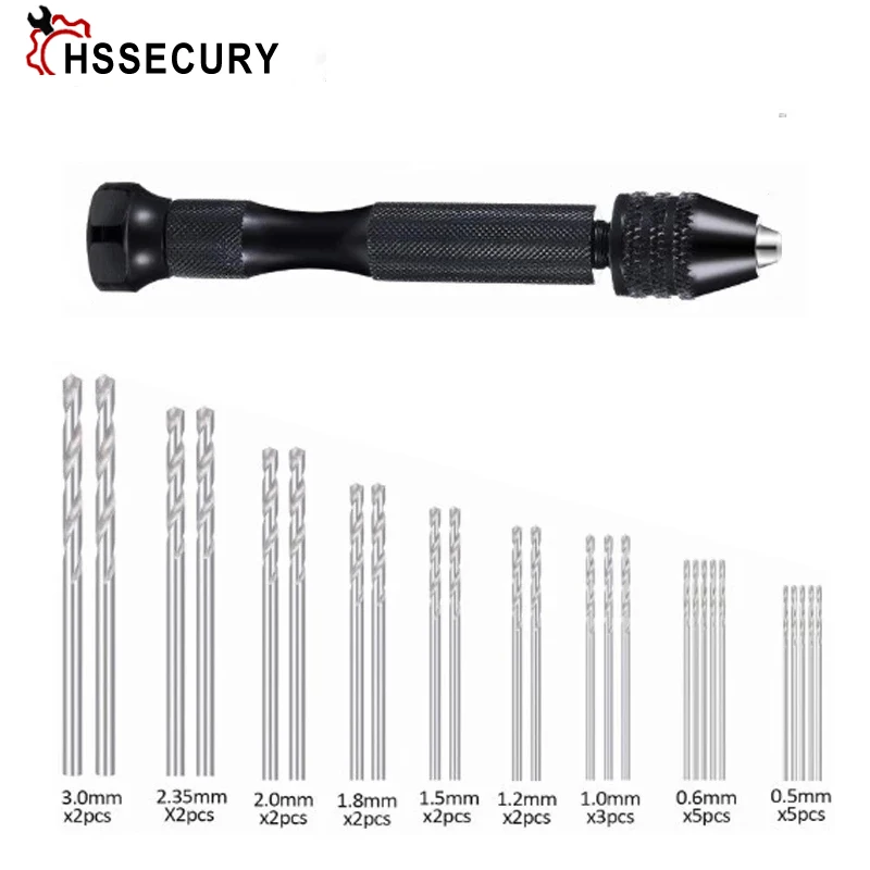 

Twist Drill Bit Set Mini Straight Shank Small Drill Bit 0.5-3.0mm Natural Black Perforated Woodworking Hand Twist Drill