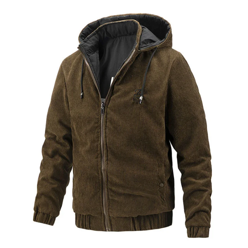 

Mens Jacket Autumn Winter Embroidery Hooded Male Coat British Style Zipper Comfortable Men Jacket Windbreaker Outwear
