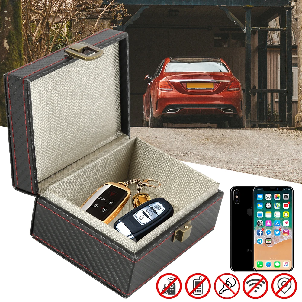 

Anti Theft Car Key Singal Blocker Storage Box PU Shielding Key Credit Card Fob Protector Storage Organizer Privacy Security Box