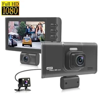 3 lens car video recorder dvr camera full hd 1080p 3ips display dash cam 170 degree g sensor dashcam rear view parking camera