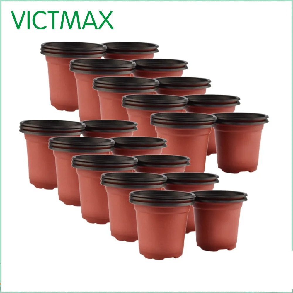 VICTMAX Лидер продаж 50 шт./компл. двойной Цвет Пластик горшки для рассады горшок для растений, ящик для комнатных растений, расти посевной горшок Прямая поставка-коричневый+ черный