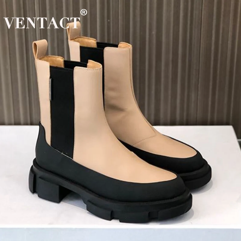

Женские ботильоны из натуральной кожи VENTACT, зимние ботинки на толстом каблуке разных цветов, Размеры 35-39, 2022