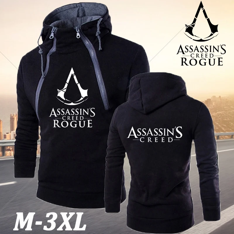 

Newest Autumn and Winter Fashion Assassin's Logo Printing Double Chain Drawstring Men's Hoodies Casual Long Sleeve Men's Sweater