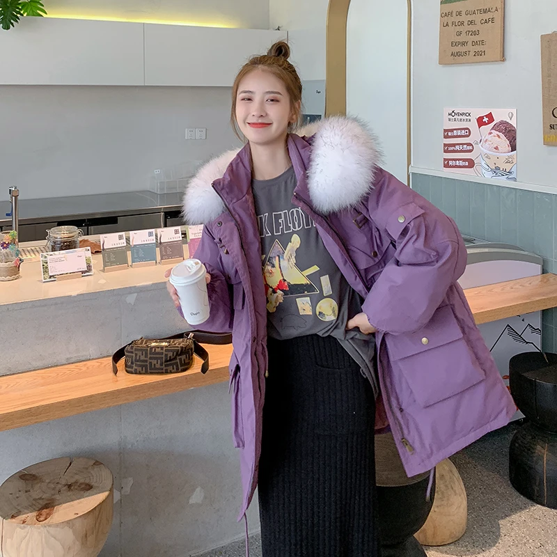 

Warm Winter Parkas 2020 Plus Size Thicken Hooded Women Outerwear Fashion Big Fur Collar Parkas Female Winter Jacket