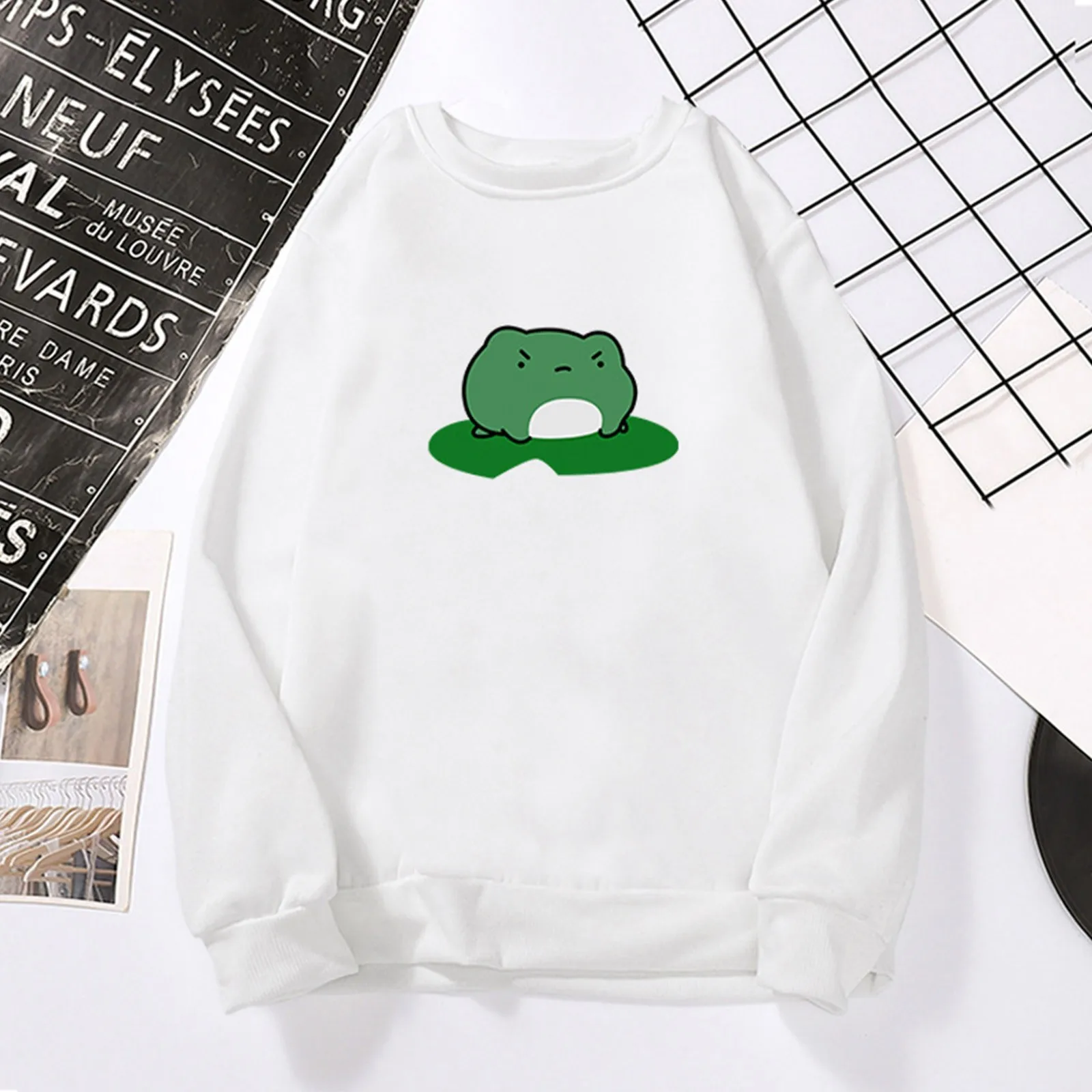 Cartoon Frogs Print Oversized Hoodies Harajuku Streetwear Chic Pullover Women Men Autumn Long Sleeve Sweatshirts #T2P