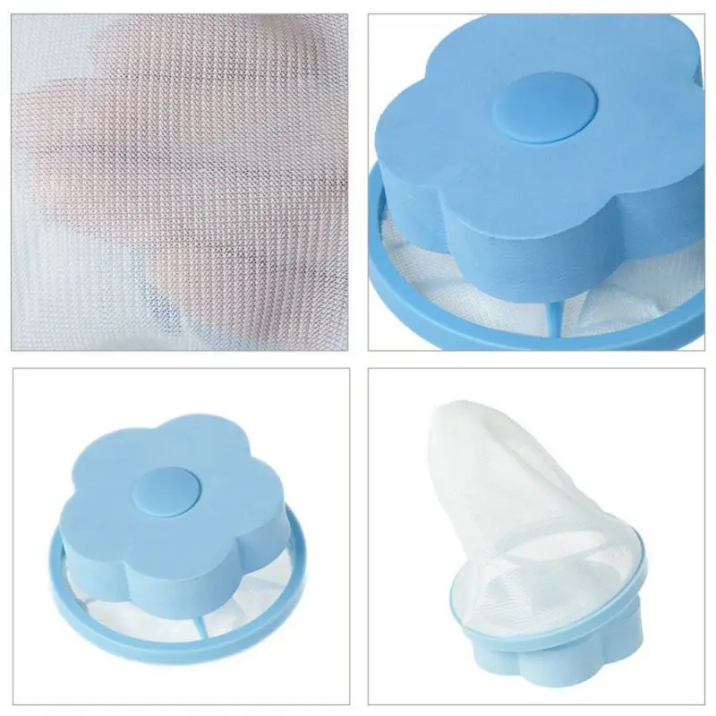

s-Reusable Washing Machine Floating Lint Mesh Trap Bag Hair Catcher Filter Net Pouch Household Tool