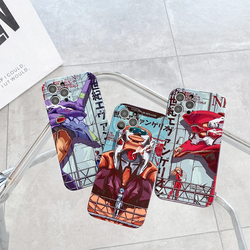 

Luxury Japan Evangelion Phone Case for Iphone 12 11 Pro X S Max XR 6 7 8 Plus Amiable Cartoon Soft Sillicone Back Cover Coque