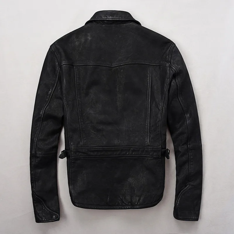 

2021 Brown American Casual Style Genuine Leather Jacket Men Plus Size 3XL Real Natural Cowhide Autumn Slim Fit Thick Coat