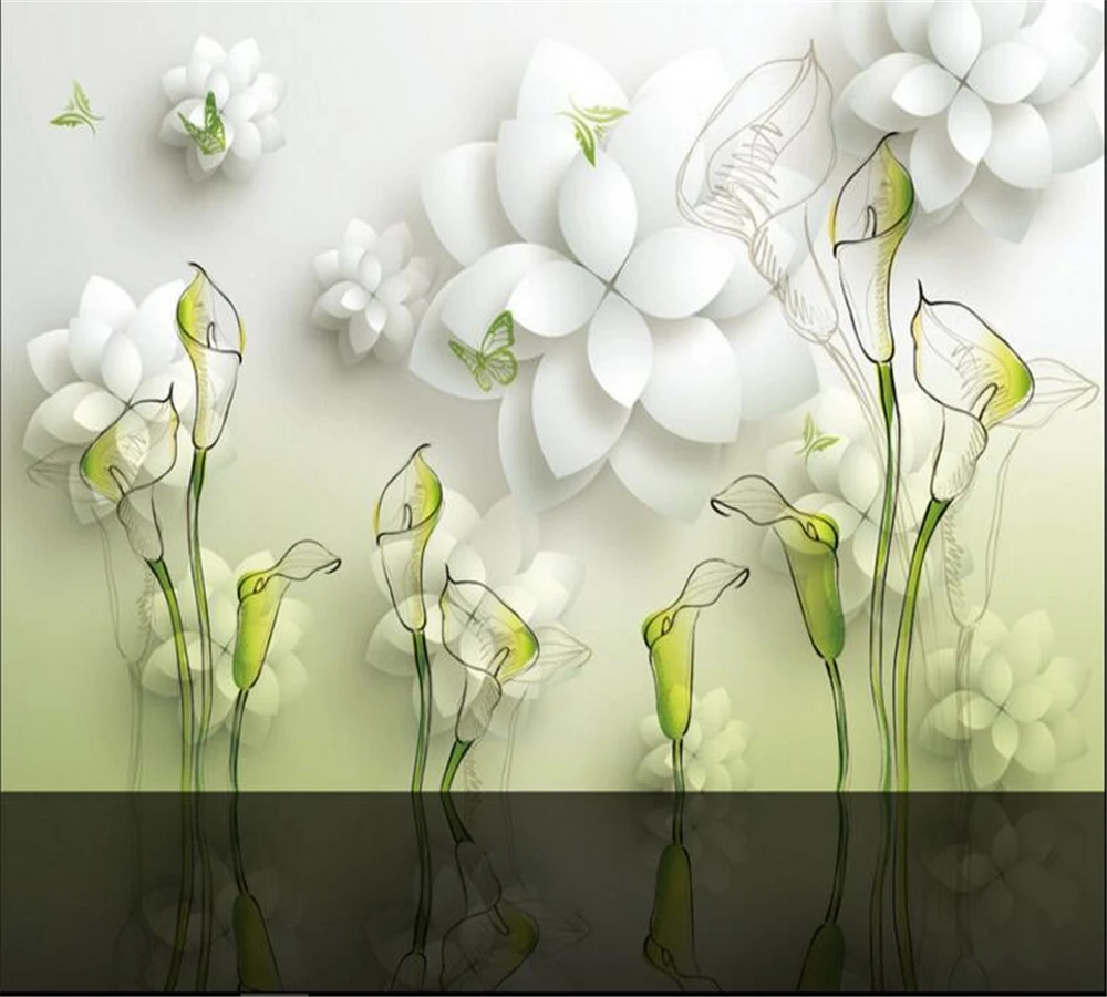 beibehang Large custom hand-painted calla lily 3D TV living room bedroom background home decoration | Обустройство дома