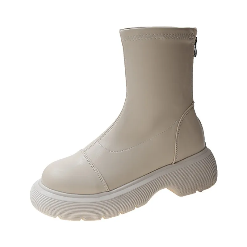 2021 winter women's ankle boots black office ladies shoes round toe mid-heel short boots plush keep warm botas mujer