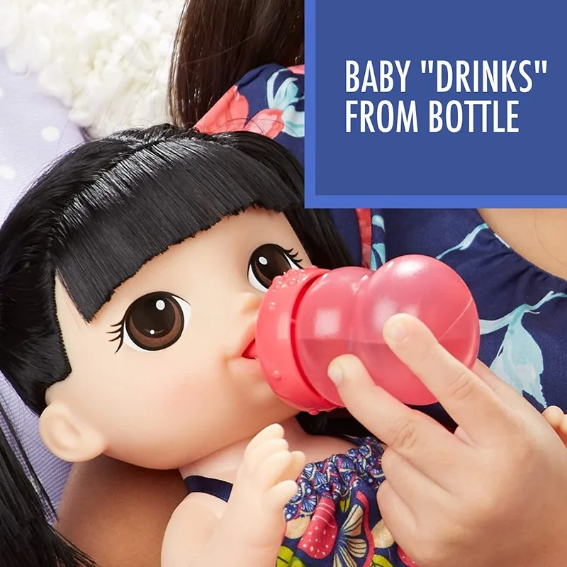 

Hasbro Baby Alive Sweet Spoonfuls Asia Black Straight Hair Girl Realistic Reborn Baby Kids Educational Interactive Dolls Toys