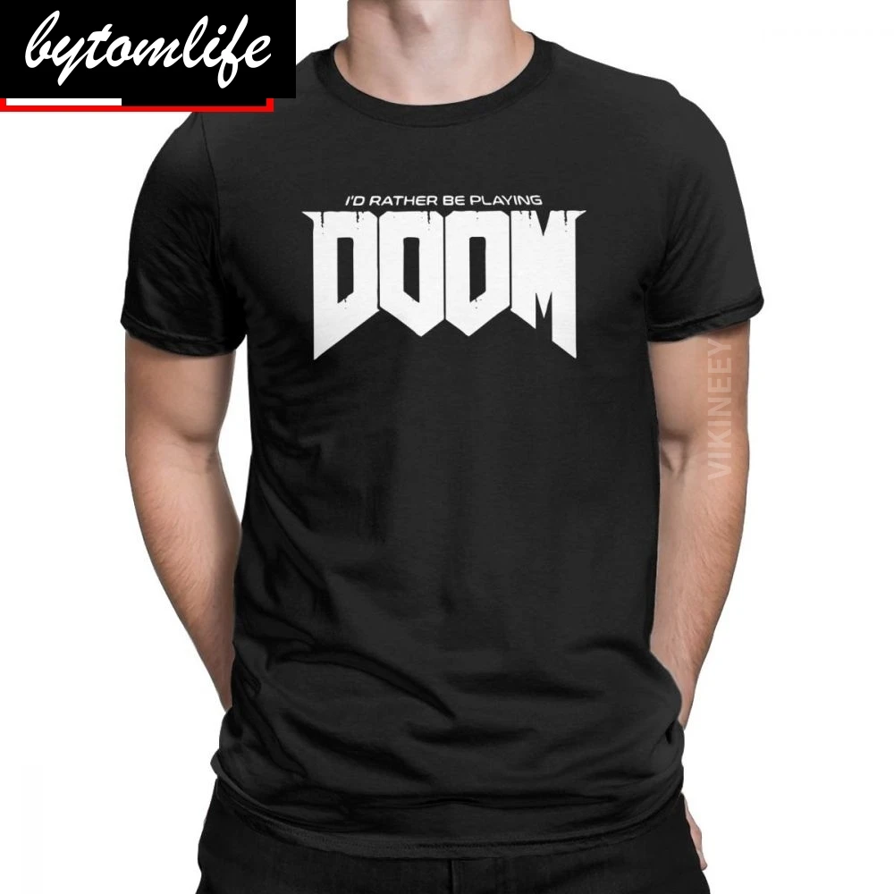 Футболка оверсайз из 100 хлопка для мужчин с надписью I d довольно Be going Doom игровой